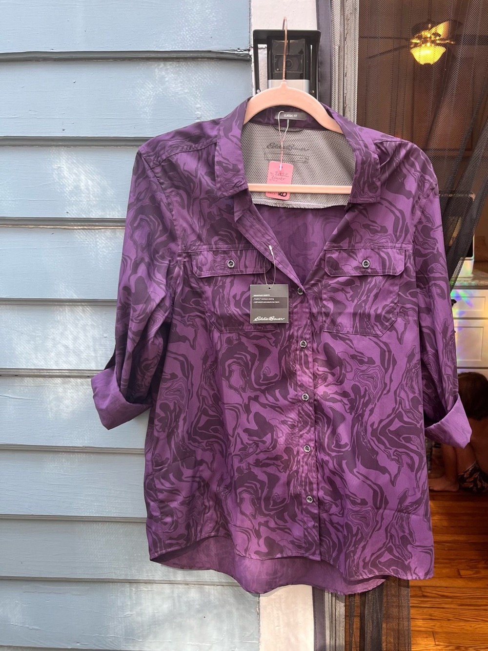Eddie Bauer Mountain 2.0 Violet Marble Print Hiking Shirt NWT Medium